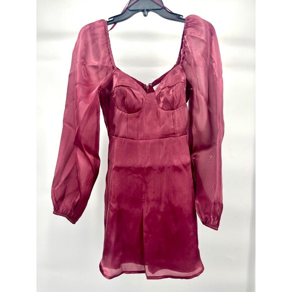Women's Dress - Lelis Falling in Love Mini Dress Maroon Red Longseave Size XS - Picture 1 of 8